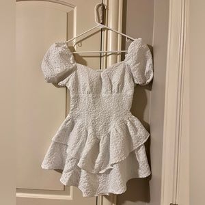 White floral lantern sleeve dress / graduation dress